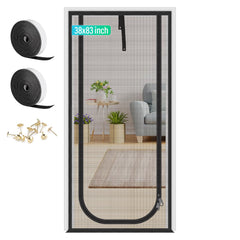 MYPIN two-way zip cat screen door close-up showing dual-entry zippers.