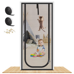 MYPIN upgraded reinforced cat screen door open view for airflow and pet protection.