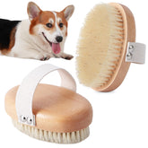 Myselect soft boar bristle palm brush front view for gentle daily grooming