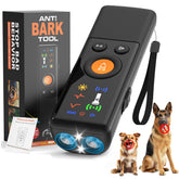 Mystarry dog bark deterrent with LCD screen shows training status and settings.