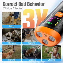 Mzorts dog bark deterrent LED flashlight highlights safety features and added deterrence during outdoor training