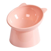 NABOKIO tilted elevated cat bowl pink centers food to reduce mess.