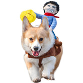 NACOCO Cowboy Rider doll and hat costume on a dog for playful Halloween attire.