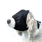 NACOCO dog calming cap eye mask black front view promotes calmer grooming sessions