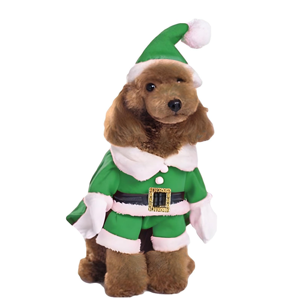 NACOCO Santa green dog costume front view for festive photos.