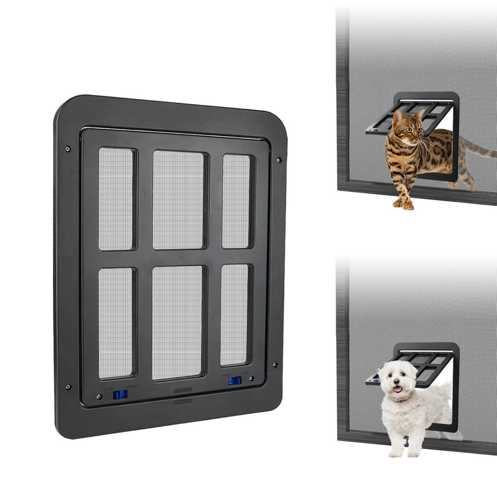 NAMSAN cat screen door with magnetic flap closes softly after pets pass