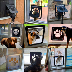 NAMSAN dog door with blue dual-side locks for secure closure