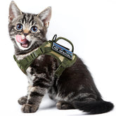 Nanappice tactical cat harness shows durable 1050D nylon for long-lasting outdoor walks.