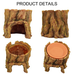 NANEEZOO Reptile Hide Cave water basin top view showcases terracotta moisture source