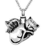 NanMuc cute angel cat urn necklace with angel-cat pendant for remembrance