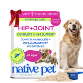 Native Pet Advanced Care hip joint powder dispense for mobility support