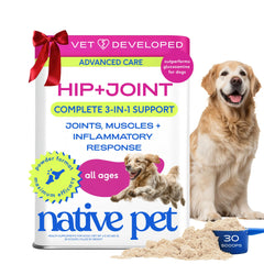 Native Pet Advanced Care hip joint powder dispense for mobility support