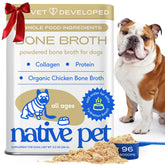 Native Pet bone broth powder packaging highlighting vet-formulated nutrition for joints and digestion