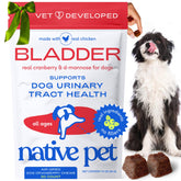 Native Pet UTI treatment cranberry chews packaging showing urinary health support