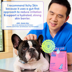 Native Pet GutWell triple-biotics blend nourishing gut balance for skin comfort.