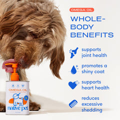 Native Pet Omega 3 pump delivers easy, mess-free daily doses for dogs and cats.