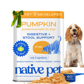 Native Pet Pumpkin for Dogs powder bottle with organic ingredients supporting digestion