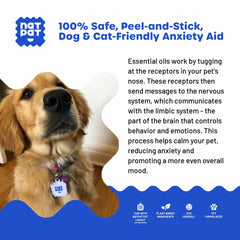 NATPAT Pet Zen Patches being applied to a dog's back demonstrates easy, non-invasive use.