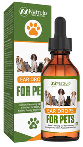 Natrulo ear cleaner bottle front offers gentle cleaning for pets