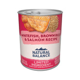 Natural Balance limited-ingredient adult wet dog food can pack12 emphasizing simple ingredients for sensitive stomachs
