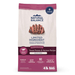 Natural Balance Reserve venison bag with single-protein formula for easier digestion