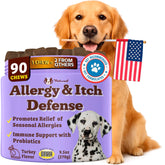 Natural Dog Company allergy-itch-defense-chews packaging highlights convenient daily immune support