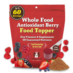 Natural Dog Company Antioxidant Berry Granules on food for enhanced nutrition