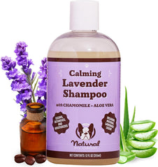 Natural Dog Company calming lavender shampoo ingredients chamomile highlighting soothing botanicals