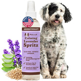 Natural Dog Company Calming Lavender Spritz 8oz bottle for deodorizing and freshening coats.