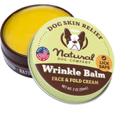 Natural Dog Company wrinkle balm tin front view for soothing folds