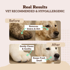 Natural Dog Company XL grooming wipes face-cleaning shot emphasizes gentle care suitable for sensitive skin