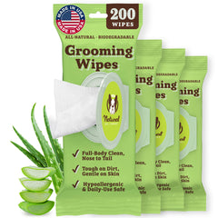 Natural Dog Company XL grooming wipes packaging front highlights fragrance-free, hypoallergenic cleaning for quick refresh
