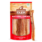 Natural Farm Beef Trachea 12-inch packaging — convenient eight-pack for dog rewards.