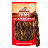 Natural Farm braided collagen chews dog 12in pack offers long-lasting chew