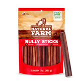 Natural Farm Bully Sticks 6-inch odor-free chews for dogs—long-lasting entertainment.