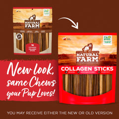 Natural Farm collagen sticks closeup highlights beef skin texture for teeth