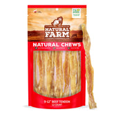 Natural Farm extra-thick beef tendons 9-12 inch front view for long-lasting chew and dental care.