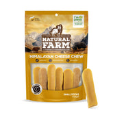 Natural Farm Himalayan Yak Cheese Chews pack highlights protein-rich dog treats.