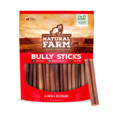 Natural Farm Odor Free Bully Sticks 4-inch chew for long-lasting rewards for small and medium dogs.
