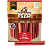 Natural Farm odor-free bully sticks header shows premium, consistent thickness for dogs.