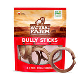 Natural Farm odor free ring 3-4 inch bully sticks for crate training and rewards