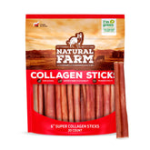 Natural Farm odor-free Super Collagen dog chews in 6-inch pack for long, clean chew time.