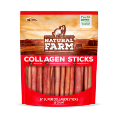 Natural Farm Odor-Free Super Collagen Dog Chews 6-inch pack for long-lasting chewing