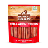 Natural Farm Odor-Free Super Collagen dog chews packaging shows single-ingredient beef skin.