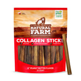 Natural Farm peanut-butter-collagen-stick chew closeup demonstrating durable dental chew
