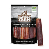 Natural Farm Power Bully Sticks pack shot showing premium beef cheek wrapped chew for dogs