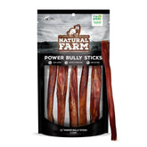 Natural Farm Power Bully Sticks pack of five chews supports long-lasting chewing.
