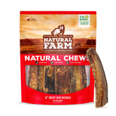 Natural Farm rib bones pack-6inch: long-lasting chew from farm-raised cattle for dogs.
