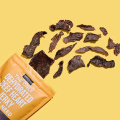 Natural Rapport odor-free beef heart jerky keeps treats mess-free during rewards.