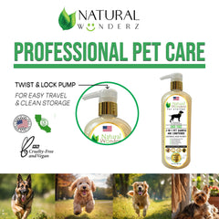 Natural Wunderz shed-free 2in1 lather bottle highlights coat-softening formula
